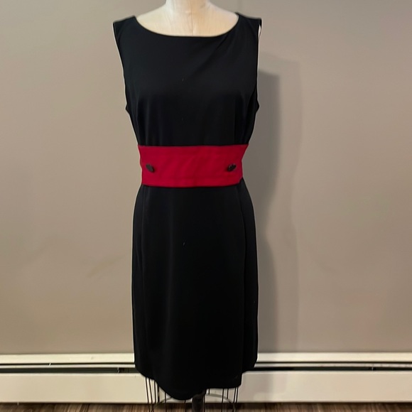 Ann Taylor Dresses & Skirts - Ann Taylor sleeveless little black dress with maroon band detail